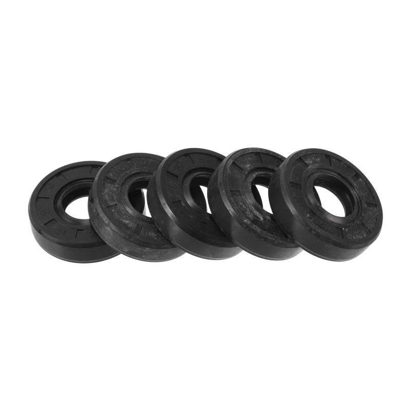 TUCKBOLD Universal Oil Seal TC Double Lip W Steel Spring Seal Ring Rotary Shaft Seal 17x40x10mm High Pressure NBR Rubber Black 5 Pcs - Image 1